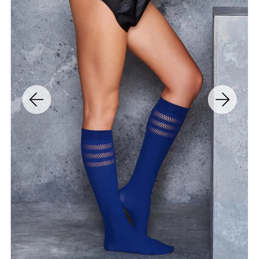 BLACKMILK SPORTY STRIPES INDIGO KNEE HIGHS - LIMITED OSFA